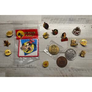 Lot of Disneyland Disneyword Cast Pins Coins Patch Vintage 80s